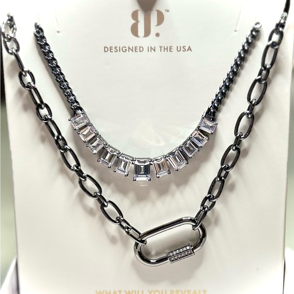 BP Jewelry Lux Layers Rose Quartz Cubic Zirconia with Rhodium Plating - Picture 3 of 4